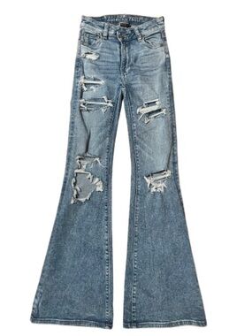 American Eagle Outfitters Next Level Stretch Super Rise Flare Jeans Size 000